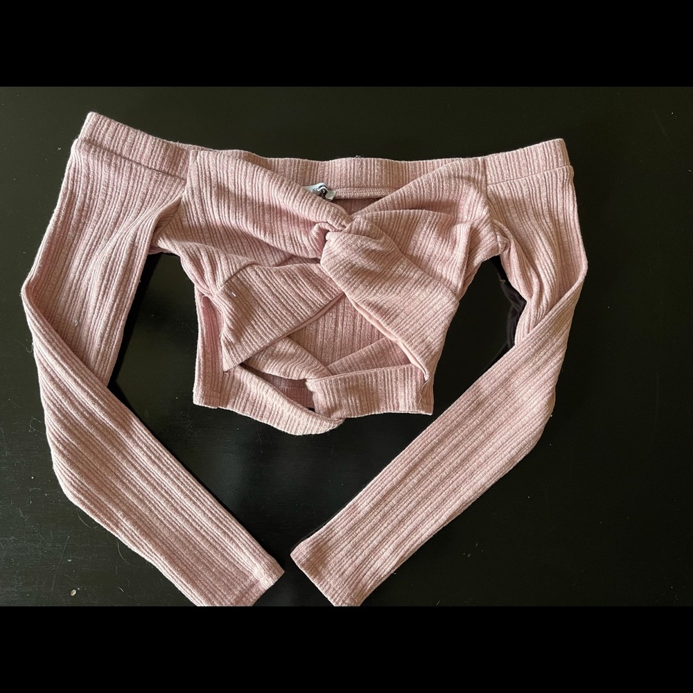 Fashionnova off-shoulder, long sleeve crop top